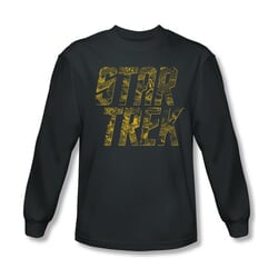 Star Trek Shirt Schematic Logo Long Sleeve Charcoal Tee T-Shirt