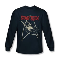 Star Trek Shirt Ship Symbol Long Sleeve Navy Tee T-Shirt