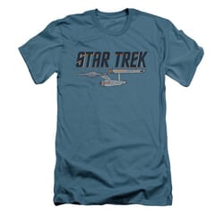 Star Trek Shirt Slim Fit Enterprise Logo Slate T-Shirt