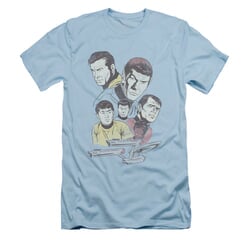 Star Trek Shirt Slim Fit Retro Crew Light Blue T-Shirt