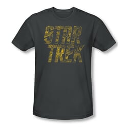 Star Trek Shirt Slim Fit Schematic Logo Charcoal T-Shirt