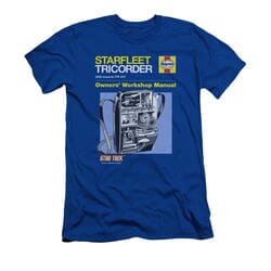 Star Trek Shirt Slim Fit Tricorder Manual Royal Blue T-Shirt