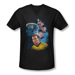 Star Trek Shirt Slim Fit V-Neck Among The Stars Black T-Shirt