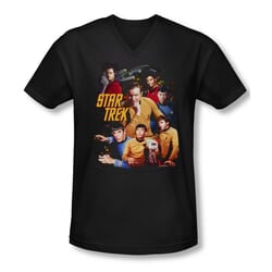 Star Trek Shirt Slim Fit V-Neck At The Controls Black T-Shirt