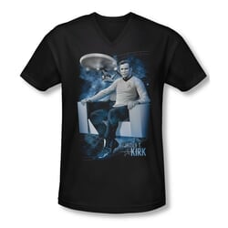 Star Trek Shirt Slim Fit V-Neck Captain's Chair Black T-Shirt