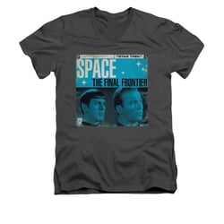 Star Trek Shirt Slim Fit V-Neck Final Frontier Cover Charcoal T-Shirt