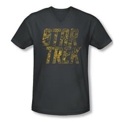 Star Trek Shirt Slim Fit V-Neck Schematic Logo Charcoal T-Shirt