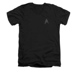 Star Trek Shirt Slim Fit V-Neck Star Fleet Logo Black T-Shirt