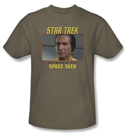 Star Trek Shirt Space Seed Adult Safari Green Tee T-Shirt