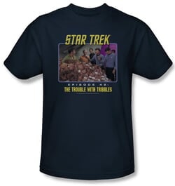 Star Trek Shirt The Trouble With Tribbles Adult Navy Tee T-Shirt