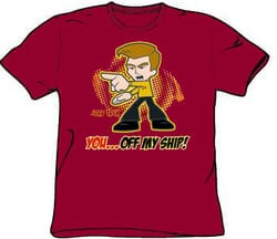 Star Trek T-shirt - Captain Kirk Off My Ship Adult Cardinal Red