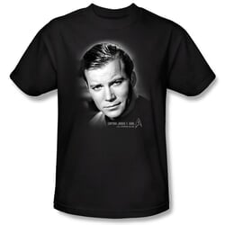 Star Trek T-shirt - Captain Kirk Portrait Shatner Adult Black