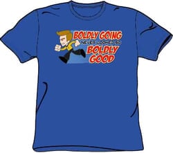 Star Trek T-shirt - Kirk Boldly Going Adult Royal Blue