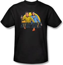 Star Trek T-shirt - Phasers Ready Adult Kirk Spock Black