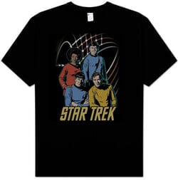 Star Trek T-shirt - Warp Factor 4 Retro Adult Black