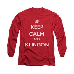 Star Trek - The Next Generation Shirt Calm Klingon Long Sleeve Red Tee T-Shirt