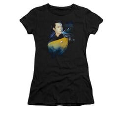 Star Trek - The Next Generation Shirt Juniors Data 25th Black Tee T-Shirt