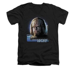 Star Trek - The Next Generation Shirt Slim Fit V Neck TNG Worf Black Tee T-Shirt