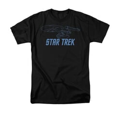 Star Trek - The Original Series Shirt Enterprise Outline Adult Black Tee T-Shirt