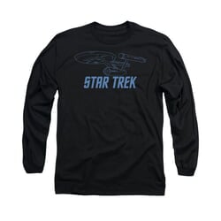 Star Trek - The Original Series Shirt Enterprise Outline Long Sleeve Black Tee T-Shirt