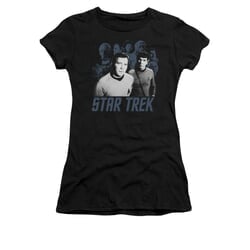 Star Trek - The Original Series Shirt Juniors Kirk Spock And Company Black Tee T-Shirt