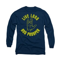 Star Trek - The Original Series Shirt Live Long Hand Long Sleeve Navy Tee T-Shirt