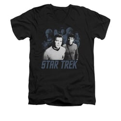 Star Trek - The Original Series Shirt Slim Fit V Neck Kirk Spock And Company Black Tee T-Shirt