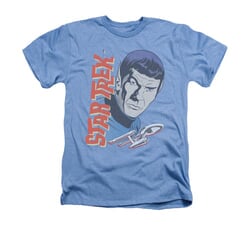 Star Trek - The Original Series Shirt Vintage Spock Adult Heather Light Blue Tee T-Shirt