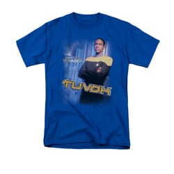 Star Trek - Voyager Shirt Tuvok Adult Royal Blue Tee T-Shirt