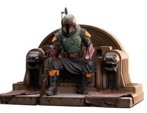 Star Wars Premier Collection Mandalorian Boba Fett on Throne Statue