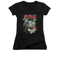 The Joker Shirt Juniors V Neck Jokers Wild Black T-Shirt