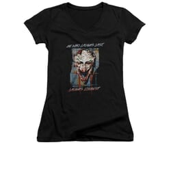 The Joker Shirt Juniors V Neck Laughs Longest Black T-Shirt