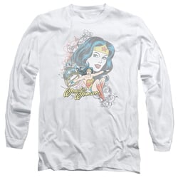 Wonder Woman Long Sleeve Shirt Scroll White Tee T-Shirt