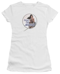 Wonder Woman Movie Juniors Shirt Fight For Justice White T-Shirt