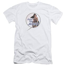 Wonder Woman Movie Slim Fit Shirt Fight For Justice White T-Shirt