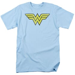 Wonder Woman T-shirt - WW Logo Distressed Adult Light Blue Tee