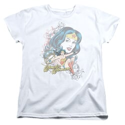 Wonder Woman Womens Shirt Scroll White T-Shirt