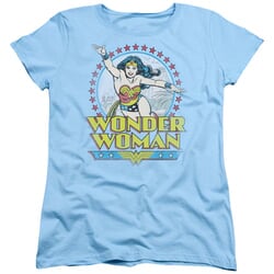 Wonder Woman Womens Shirt Stars Light Blue T-Shirt